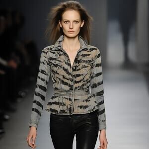 Pierre Balmain Women's Y2K Zebra Print Denim Jacket rock chic Italy Made